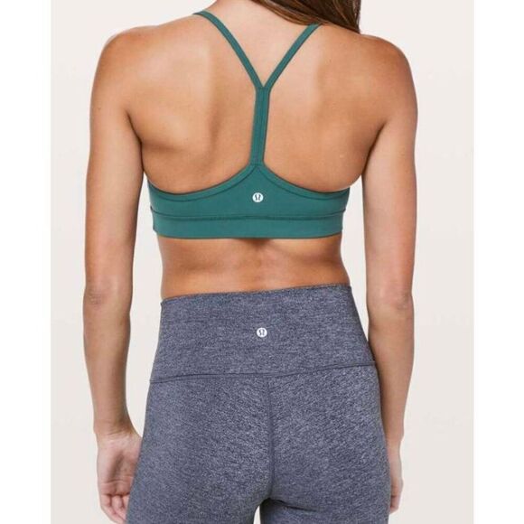 LULULEMON ATHLETICA Flow Y Bra 'Nulu In Green Jasper Size 4 - Picture 1 of 4